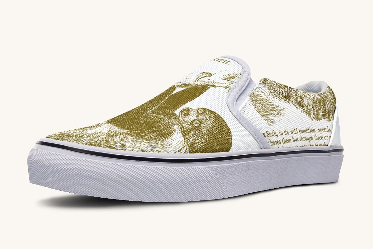 The Sloth Stays Brown White Slip On Shoes - Jaded Lament