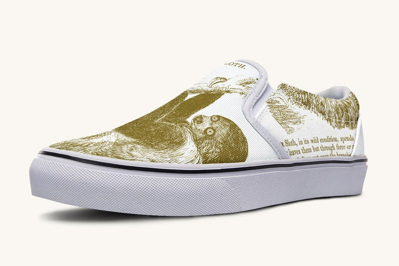 The Sloth Stays Brown White Slip On Shoes - Jaded Lament