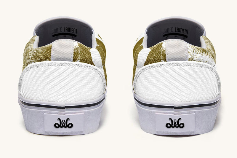 The Sloth Stays Brown White Slip On Shoes - Jaded Lament