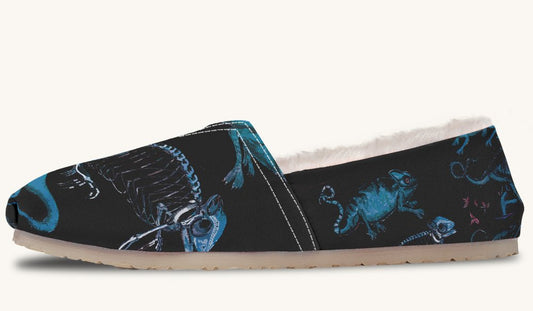 Reptilian In Bloom Blue Black Winter Casual Shoes - Jaded Lament