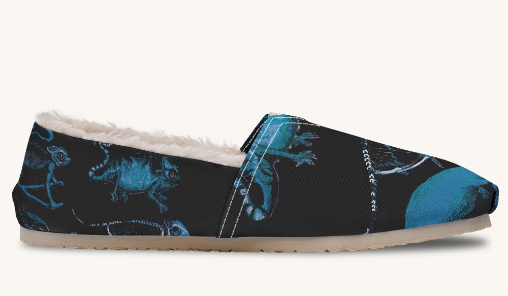 Reptilian In Bloom Blue Black Winter Casual Shoes - Jaded Lament