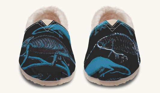 Reptilian In Bloom Blue Black Winter Casual Shoes - Jaded Lament