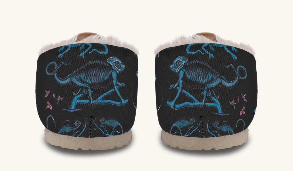 Reptilian In Bloom Blue Black Winter Casual Shoes - Jaded Lament
