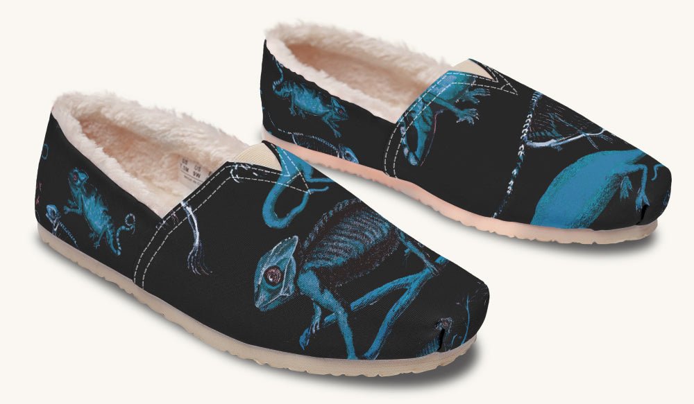 Reptilian In Bloom Blue Black Winter Casual Shoes - Jaded Lament