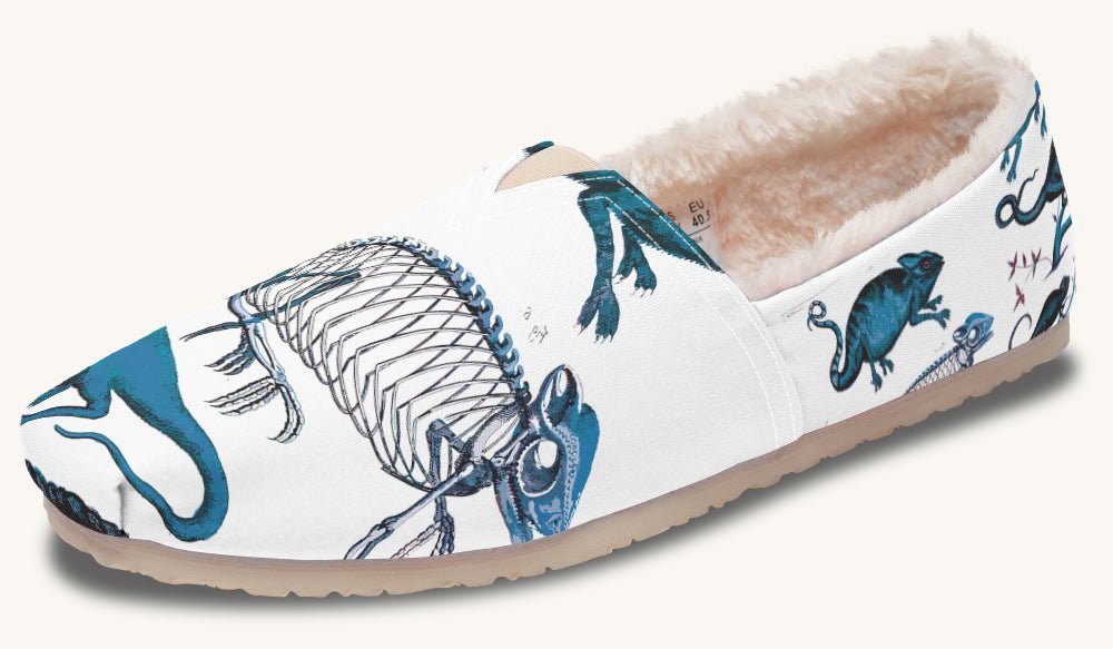 Reptilian In Bloom Blue White Winter Casual Shoes - Jaded Lament