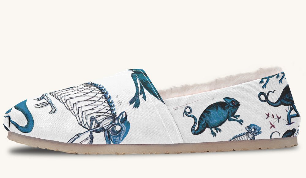 Reptilian In Bloom Blue White Winter Casual Shoes - Jaded Lament