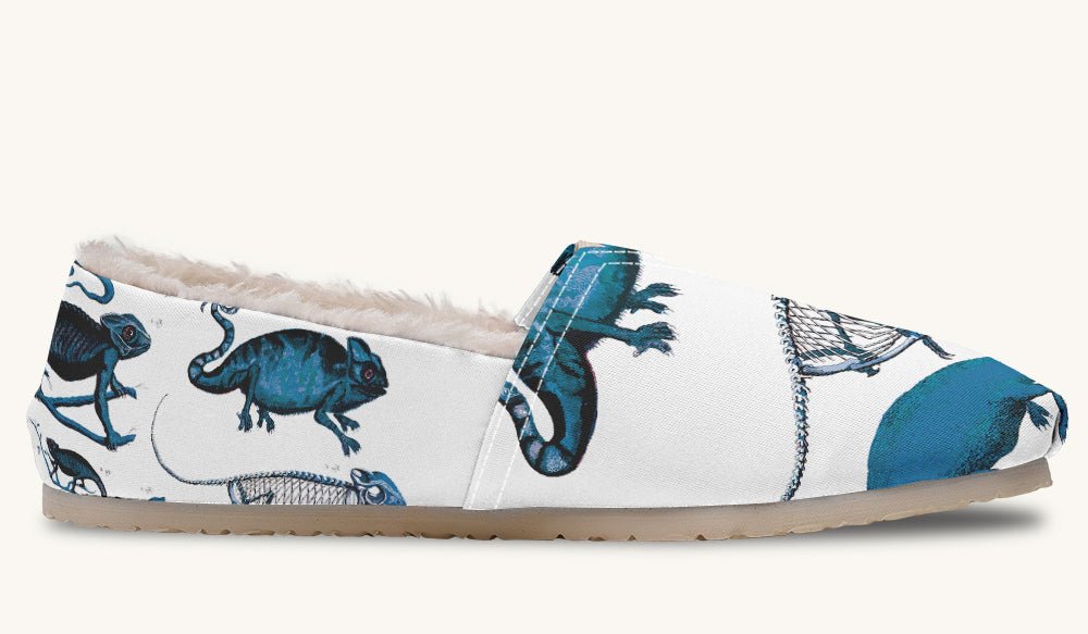 Reptilian In Bloom Blue White Winter Casual Shoes - Jaded Lament
