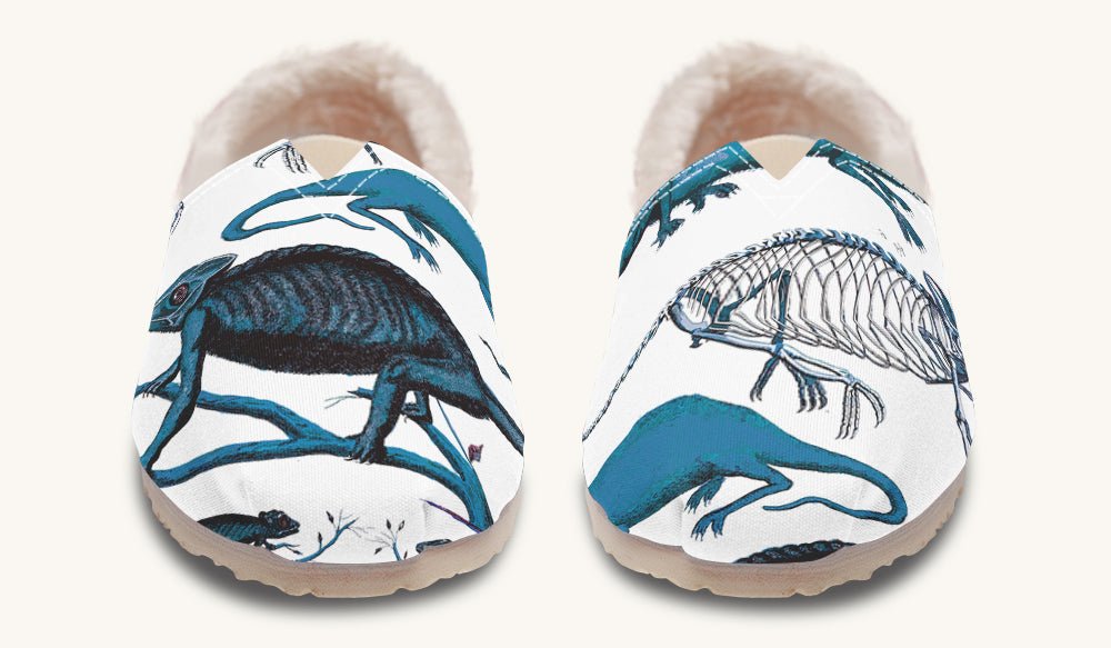 Reptilian In Bloom Blue White Winter Casual Shoes - Jaded Lament