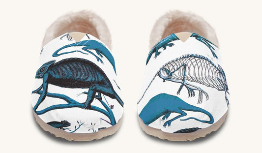 Reptilian In Bloom Blue White Winter Casual Shoes - Jaded Lament