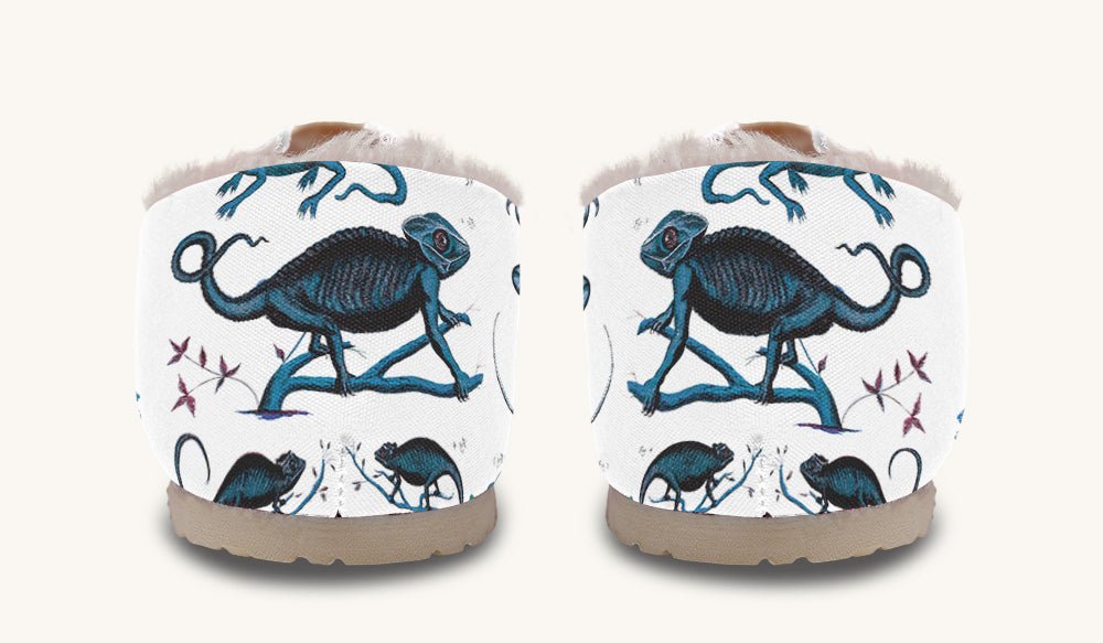 Reptilian In Bloom Blue White Winter Casual Shoes - Jaded Lament