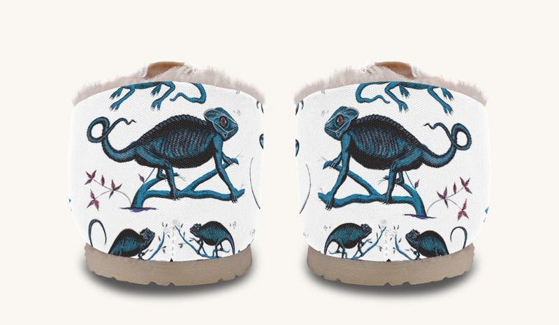 Reptilian In Bloom Blue White Winter Casual Shoes - Jaded Lament