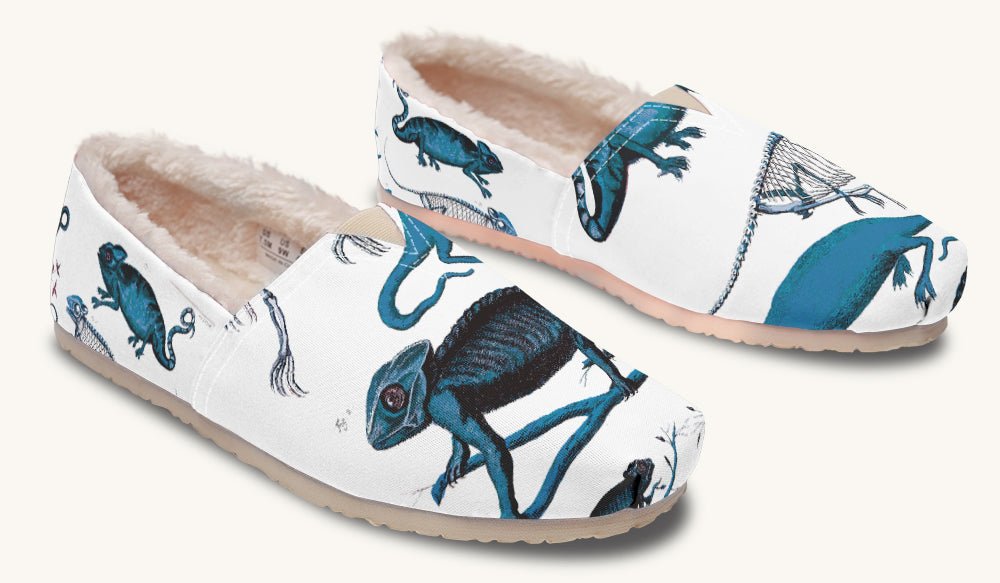 Reptilian In Bloom Blue White Winter Casual Shoes - Jaded Lament