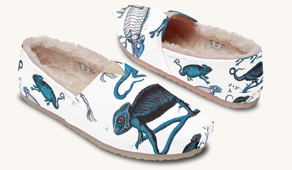 Reptilian In Bloom Blue White Winter Casual Shoes - Jaded Lament
