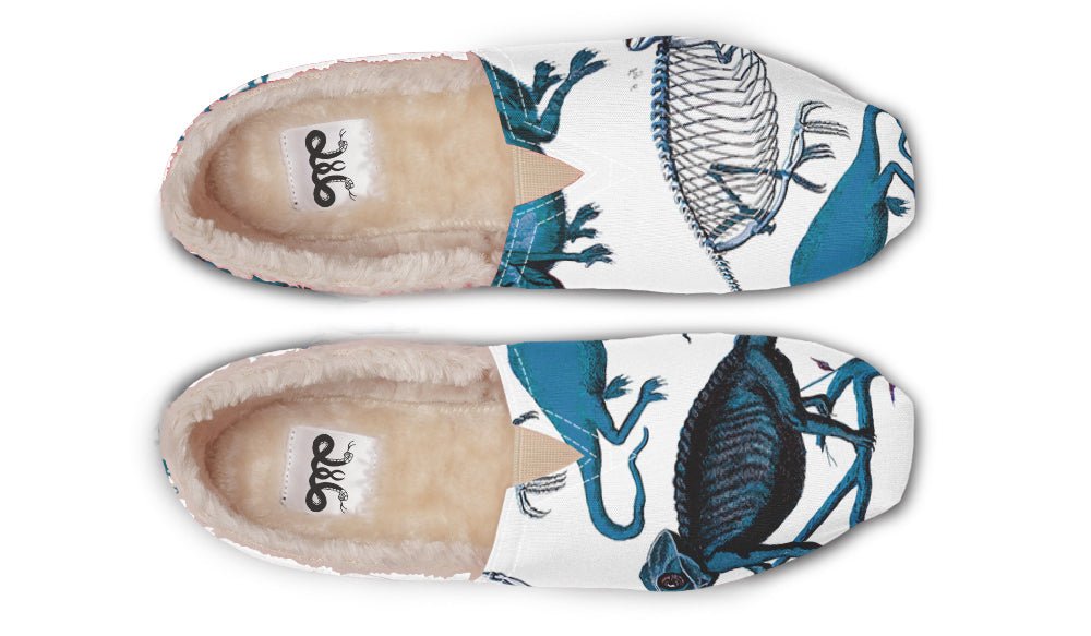 Reptilian In Bloom Blue White Winter Casual Shoes - Jaded Lament