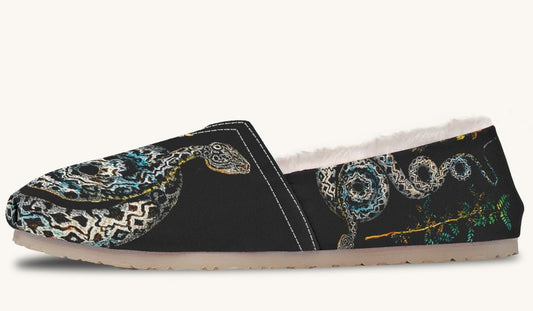 Serpent in Bloom Black Winter Casual Shoes - Jaded Lament