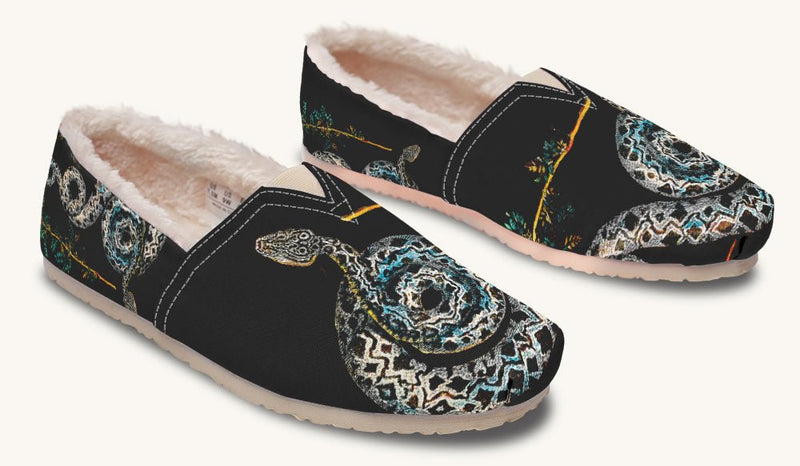 Serpent in Bloom Black Winter Casual Shoes - Jaded Lament
