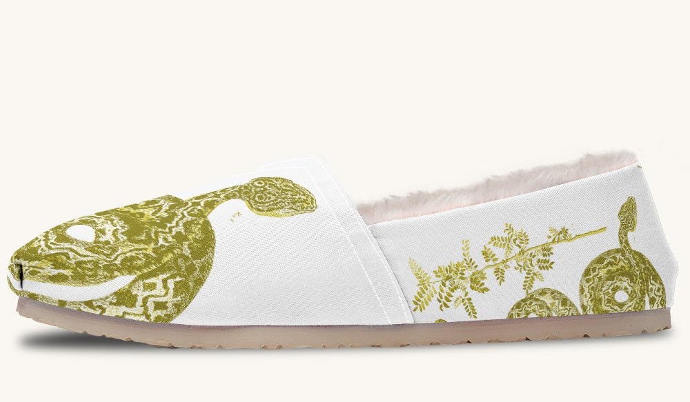 Serpent in Bloom Gold White Winter Casual Shoes - Jaded Lament