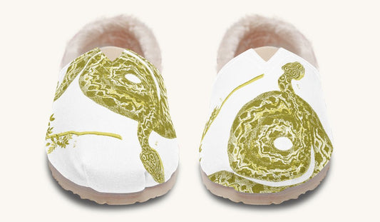 Serpent in Bloom Gold White Winter Casual Shoes - Jaded Lament
