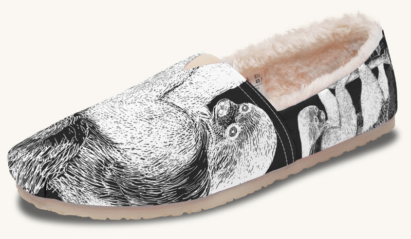 The Sloth Stays White Black Winter Casual Shoes - Jaded Lament