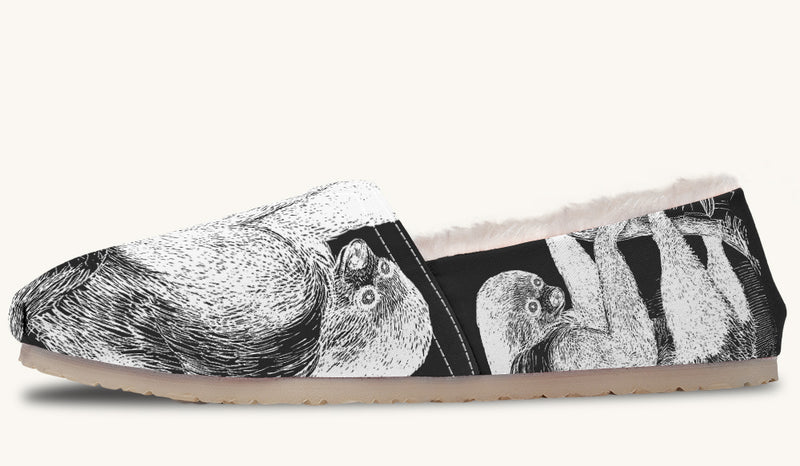 The Sloth Stays White Black Winter Casual Shoes - Jaded Lament