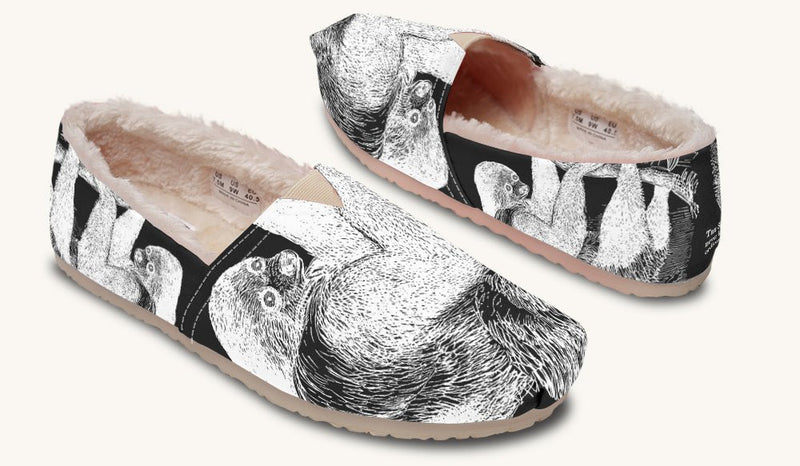The Sloth Stays White Black Winter Casual Shoes - Jaded Lament