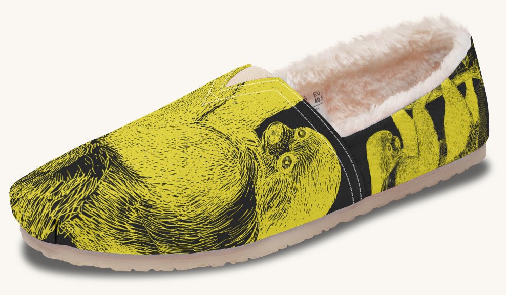 The Sloth Stays Yellow Black Winter Casual Shoes - Jaded Lament