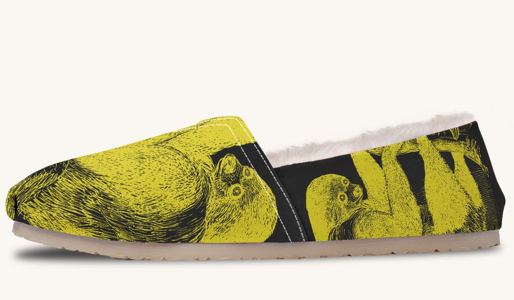 The Sloth Stays Yellow Black Winter Casual Shoes - Jaded Lament