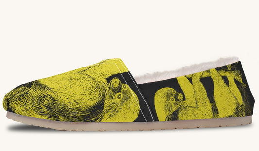 The Sloth Stays Yellow Black Winter Casual Shoes - Jaded Lament