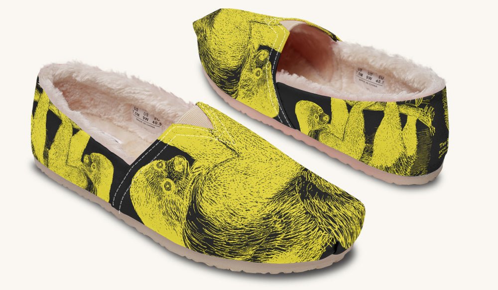 The Sloth Stays Yellow Black Winter Casual Shoes - Jaded Lament