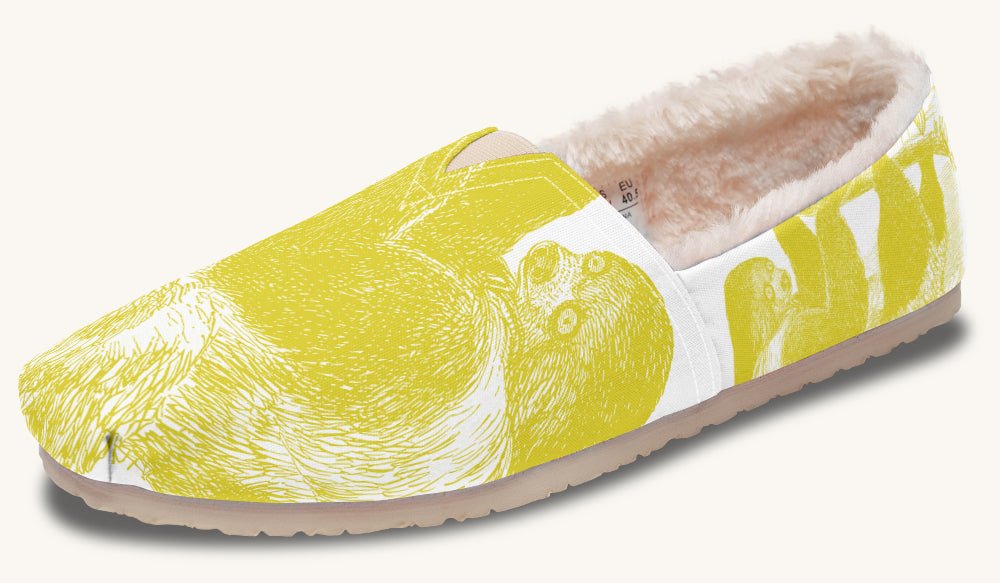 The Sloth Stays Yellow White Winter Casual Shoes - Jaded Lament