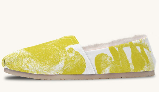 The Sloth Stays Yellow White Winter Casual Shoes - Jaded Lament