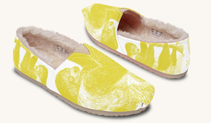 The Sloth Stays Yellow White Winter Casual Shoes - Jaded Lament